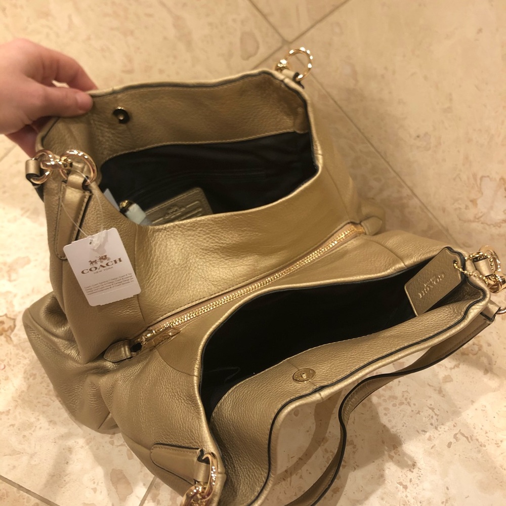 Gold Leather Coach Bag